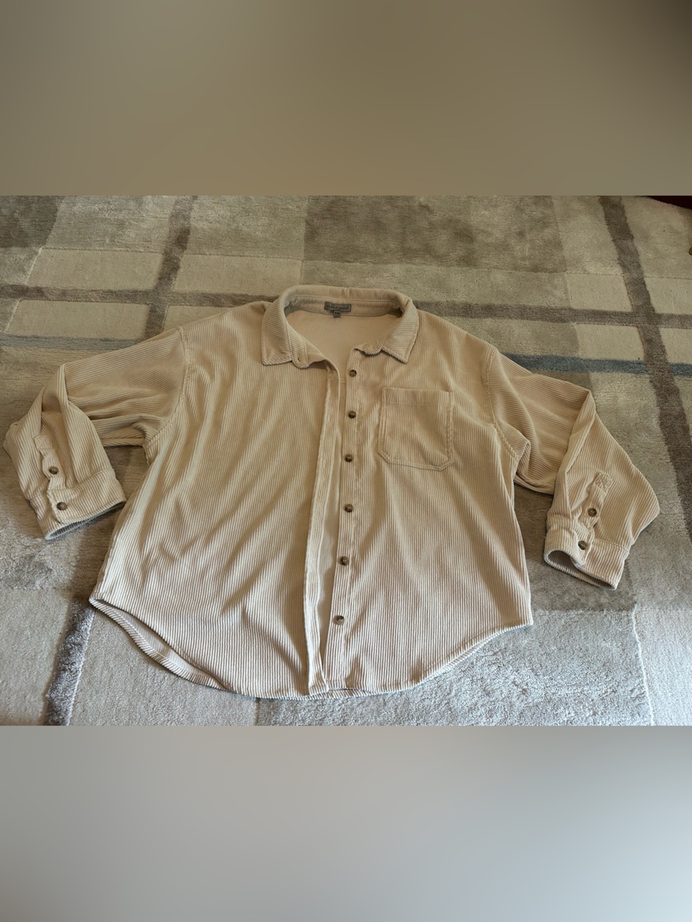 Wishlist Beige Corduroy Button-Up Shacket